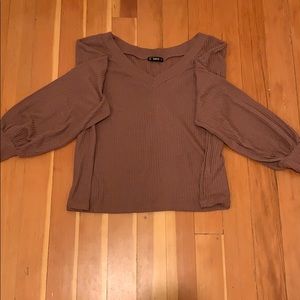 Plus Drop Shoulder Lantern Sleeve Waffle Knit Tee